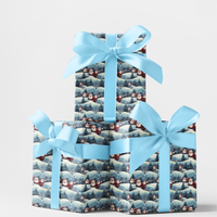 Snowball Blitz Holiday Gift Wrap, Santa Claus Christmas Wrapping Paper, Winter Wonderland Wrapping Paper, Festive Santa Gift Wrap Roll