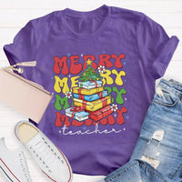 Festive Holiday Graphic Tee, Christmas Tree Teacher T-Shirt, Retro Xmas Teacher Shirt, School Educator Winter Tee, Teacher Christmas Present