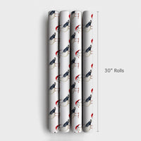 Coastal Christmas Gift Wrap, Santa Hat Seagull Wrapping Paper, Watercolor Beach Bird Present Paper, Nautical Holiday Gift Wrapping Paper