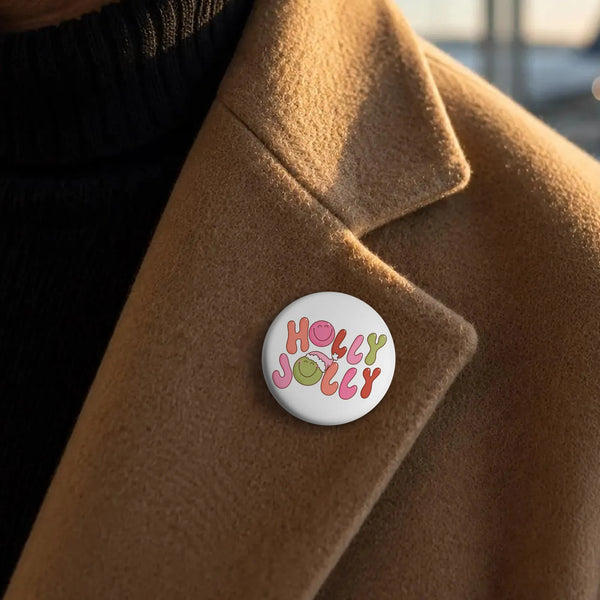 Groovy Santa Hat Smiley Face Pin, Holly Jolly Christmas Pin Button, Retro Holiday Season Badge, Merry Christmas Button, Adora