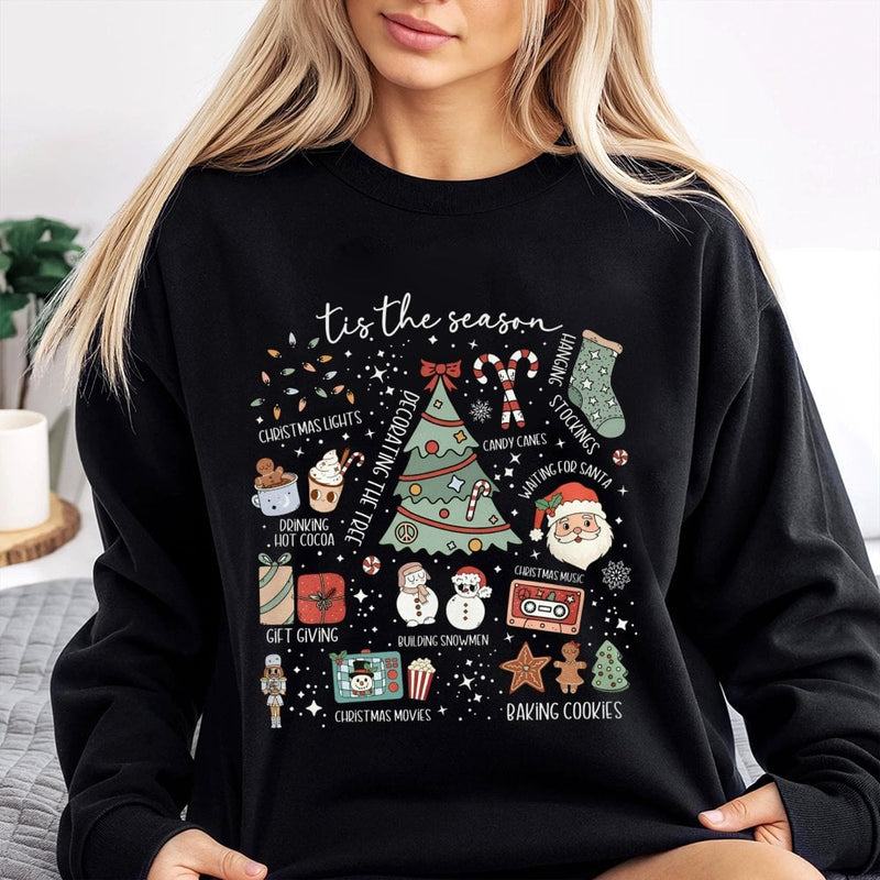 Retro Holiday Crewneck, Tis the Season Christmas Sweatshirt, Adorable Winter Graphic Sweater, Comfy Christmas Sweatshirt, Holiday Season Pullover