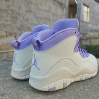High Top Sneakers, White Purple Colorway, Lace Up Design, Casual Gift for Sneaker Fans