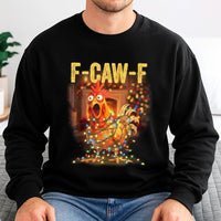 Humorous Christmas Lights Sweatshirt, F-CAW-F Chicken Sweatshirt, Retro Holiday Hen Crewneck, Sarcastic Christmas Sweatshirt