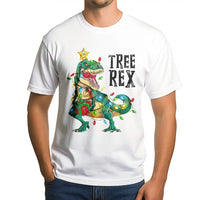 Humorous Dinosaur Holiday Graphic Tee, Tree Rex Christmas T-Shirt, Adorable Trex Xmas Tree Shirt, Retro Dino Winter Holiday T-Shirt, Present for Kids