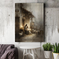 Holy Family Manger Canvas Wall Art, Nativity Scene Canvas Print, Religious Christmas Canvas Art, Christian Holiday Frameless Wall Decor