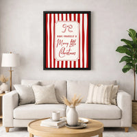 Farmhouse Holiday Canvas Print, Merry Little Christmas Canvas Wall Art, Red Striped Christmas Canvas, Festive Winter Wall Decor, Xmas Present