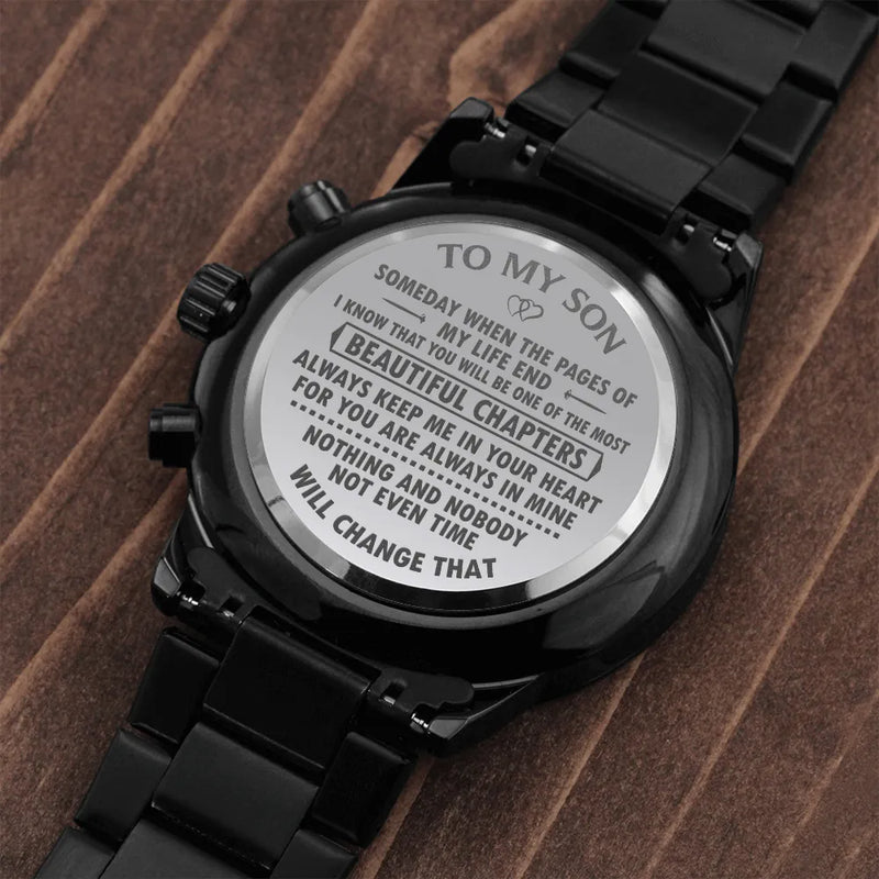 Engraved Stainless Steel Mens Watch, To My Son Chronograph Watch, Personalized Keepsake Timepiece, Son Birthday Christmas Present