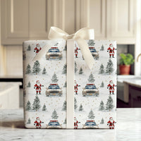 Vintage Police Car Gift Wrap, Police Santa Wrapping Paper, Law Enforcement Christmas Paper, Holiday Wrapping Paper, Cop Gift Wrap Roll