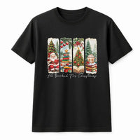 Bookish Christmas Tree Tee, All Booked for Christmas Shirt, Vintage Santa Book Stack T-Shirt, Comfy Reader Holiday Tee, Xmas Present