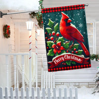 Double-Sided Winter Holiday Yard Flag, Cardinal Bird Merry Christmas Garden Flag, Red Bird Festive Lawn Flag