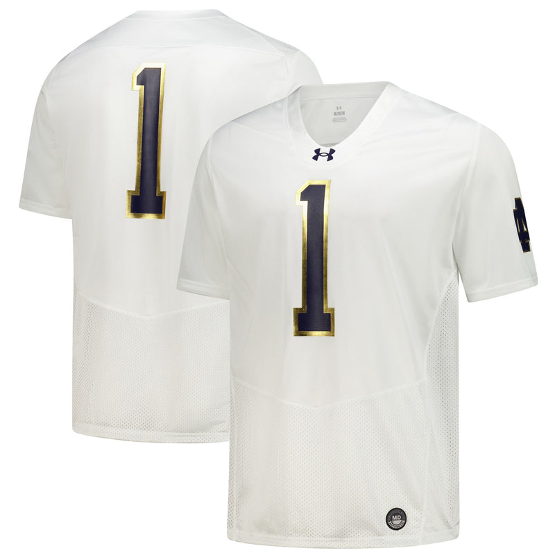 Notre Dame Fighting Irish #1 Replica Football Jersey - White