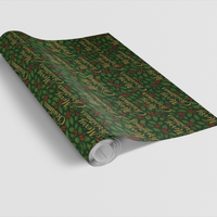 Merry Christmas Script Gift Wrap, Victorian Holly Wrapping Paper, Vintage Holiday Wrapping Paper, Traditional Xmas Gift Wrap Roll