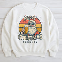 Sarcastic Christmas Drinking Sweatshirt, Humorous Santa Sweatshirt, Offensive Xmas Holiday Crewneck, Humor Santa Drinking Sweater, Party Present