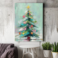 Impressionist Christmas Tree Canvas Print, Abstract Christmas Tree Canvas Art, Modern Holiday Tree Wall Art, Festive Christmas Wall Decor