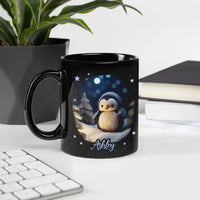 Custom Name Adorable Winter Animal Ceramic Mug, Personalized Penguin Mug, Holiday Coffee Mug, Adorable Christmas Penguin Cup Present for Kids
