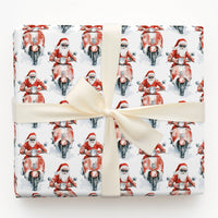 Sunglasses Santa Gift Wrap, Cool Santa on Scooter Wrapping Paper, Red Motor Scooter Christmas Wrapping Paper, Whimsical Holiday Gift Wrap