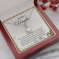 White Gold Over Stainless Steel Necklace from Mom, To My Daughter CZ Pendant Necklace, Meaningful Christmas Birthday Keepsake Jewelry