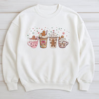 Adorable Holiday Latte Sweater, Gingerbread Coffee Christmas Sweatshirt, Festive Coffee Lover Crewneck, Winter Cafe Xmas Sweatshirt