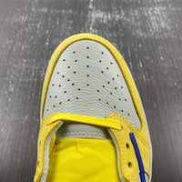 Low Top Sneakers, Blue White Yellow Colorway, Reverse Hook Design, Lace Up Design, Casual Gift for Sneaker Fans