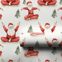 Meditating Santa Christmas Wrapping Paper, Yoga Santa Wrapping Paper, Zen Holiday Gift Wrap Roll, Humorous Festive Meditation Wrapping Paper