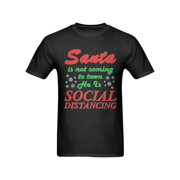Humorous Christmas Holiday Humor Tee, Santas Not Coming Social Distancing Shirt, Retro Xmas Santa T-Shirt, Mens Holiday Graph