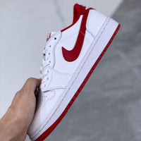 Retro Low Top Sneakers, White Red Colorway, Lace Up Design, Casual Gift for Sneaker Fans