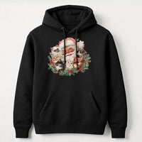 Adorable Kitten Holiday Hoodie, Santa Cats Christmas Hoodie, Retro Cat Lover Hoodie, Comfy Winter Kitty Pullover, Holiday Present for Cat Lovers