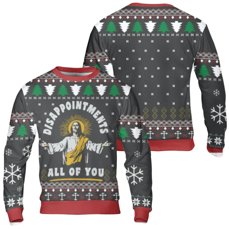 You Disappointments Sarcastic Holiday Crewneck, Jesus Ugly Christmas Sweatshirt, Humorous Christian Xmas Pullover, Retro Adult Sweatshirt
