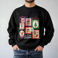 Gingerbread Reindeer Christmas Sweatshirt, Tis the Season Christmas Sweatshirt, Retro Holiday Patchwork Pullover, Festive Christmas Present