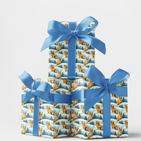 Snowy Forest Dog Wrapping Paper, Golden Retriever Christmas Wrapping Paper, Winter Puppy Gift Wrap, Holiday Present Paper for Dog Lovers