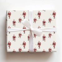 Ice Hockey Christmas Gift Wrap, Hockey Santa Wrapping Paper, Festive Sports Holiday Wrapping Paper, Santa Skater Gift Wrap Roll
