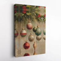 Holly Berry Oil Painting Canvas Art, Vintage Christmas Ornament Canvas Print, Festive Holiday Wall Decor, Winter Xmas Canvas, Seasonal Present