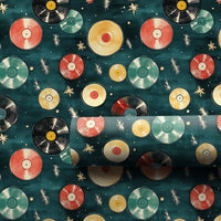 Music Lover Christmas Gift Wrap, Retro Vinyl Record Wrapping Paper, Vintage LP Holiday Wrapping Paper, Mid Century Gift Wrap Paper Roll