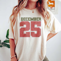 Vintage Distressed Number Graphic Tee, December 25 Christmas T-Shirt, Holiday Season T-Shirt, Retro Xmas Party Shirt, Christmas Present Tee