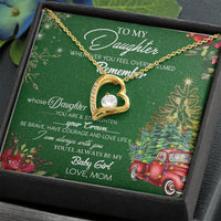 Forever Love Pendant Necklace, To My Daughter Heart Necklace, 14K Gold Heart Necklace, Meaningful Christmas Present for Daughter from Mom