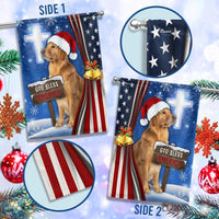 God Bless America Cross Yard Flag, Golden Retriever Christmas Garden Flag, Double-Sided Patriotic Holiday Lawn Flag