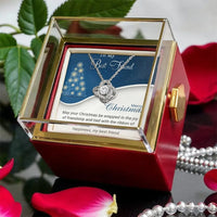 Sparkling CZ Crystal White Gold Pendant, Best Friend Love Knot Necklace, Meaningful Bestie Love Knot Jewelry, Christmas Holiday Present Her