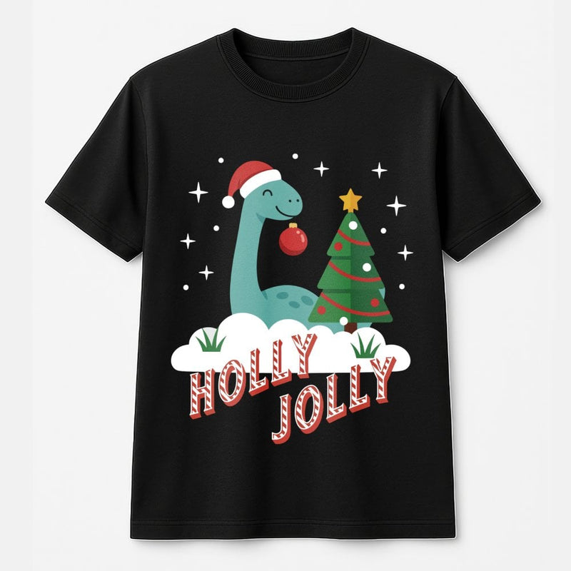 Adorable Festive Dino T-Shirt, Holly Jolly Dinosaur Christmas Shirt, Retro Holiday Dinosaur Graphic Tee, Xmas Dino Shirt, Family Matching Present