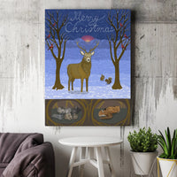 Winter Deer Forest Wildlife Canvas Print, Merry Christmas Woodland Animals Wall Art, Holiday Decor Poster, Printable Digital Download Present