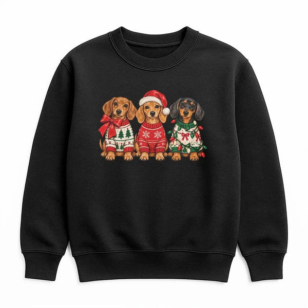 Holiday Wiener Dog Crewneck, Christmas Dachshund Sweatshirt, Retro Santa Dachshund Pullover, Adorable Dachshund Dog Lover Xma