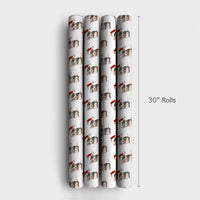 Santa Hat Chinchilla Gift Wrap, Chinchilla Christmas Wrapping Paper, Watercolor Animal Wrapping Paper, Adorable Pet Holiday Gift Wrap