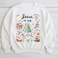 Religious Scripture Winter Crewneck, Jesus Is My Greatest Present Christmas Sweatshirt, Christian Bible Verse Holiday Pullover Sweater