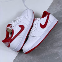 Retro Low Top Sneakers, White Red Colorway, Lace Up Design, Casual Gift for Sneaker Fans