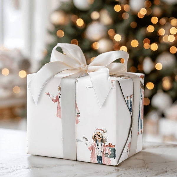Female Physician Wrapping Paper, Doctor Christmas Wrapping Paper, Healthcare Worker Gift Wrap, Medical Professional Xmas Wrap
