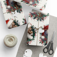 African American Santa Gift Wrap, Black Santa Claus Wrapping Paper, Watercolor Black Santa Wrapping Paper, Christmas Holly Gift Wrap Roll