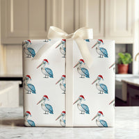 Santa Hat Pelican Gift Wrap, Christmas Pelican Wrapping Paper, Coastal Holiday Wrapping Paper, Nautical Beach Christmas Gift Wrapping Paper