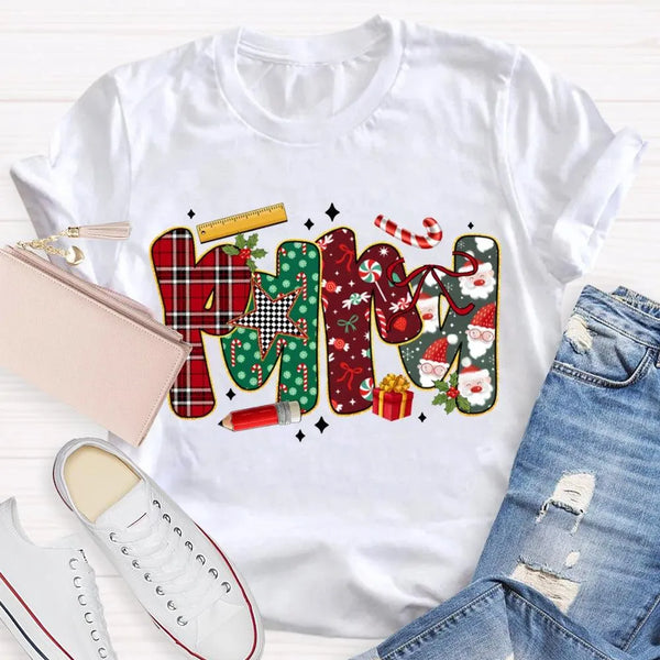 Festive Font Christmas Shirt, Colorful Christmas T-Shirt, Retro Holiday Graphic Tee, Unisex Christmas Party Shirt, Xmas Famil
