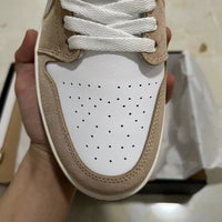 Low Top Sneakers, White Brown Colorway, Lace Up Design, Casual Gift for Sneaker Fans