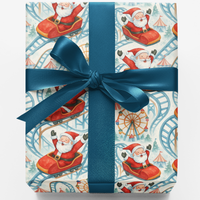 Amusement Park Gift Wrap, Santa on Roller Coaster Wrapping Paper, Whimsical Christmas Wrapping Paper, Humorous Holiday Gift Wrap, Present Wrap