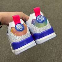 Low Top Basketball Shoes, White Blue Green Colorway, Lace Up Design, Casual Gift for Shoe Lovers